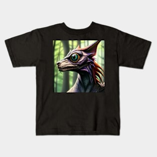 White and Purple Scaled Jungle Cat-Dragon Kids T-Shirt